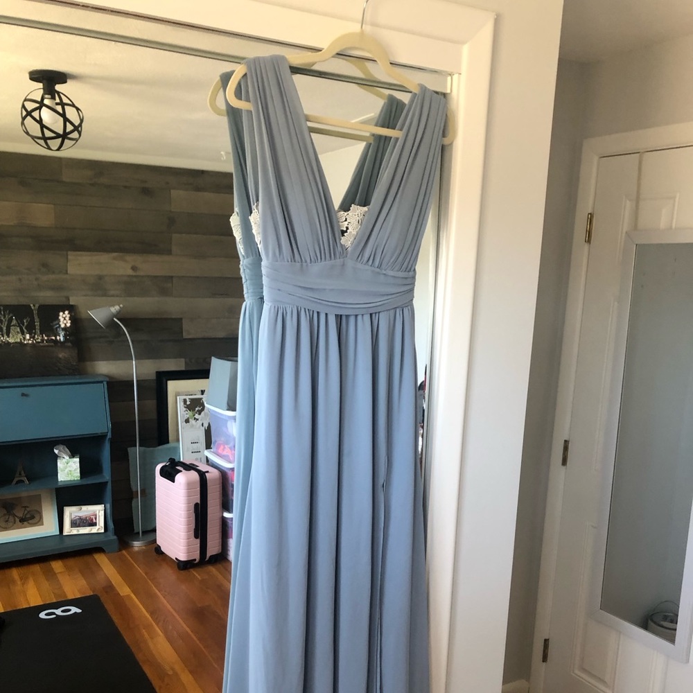 Lulu’s heavenly hues light blue maxi dress, size small, S.